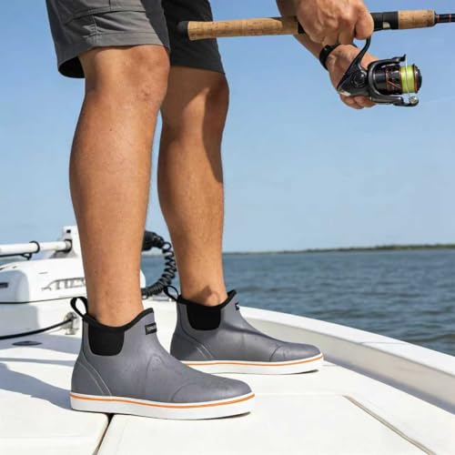 Image of Men's Waterproof Deck Boots, Slip-On Ankle Rubber Boots