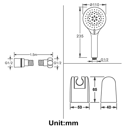 Cabezal de ducha portátil LaseVe ABS blanco y cromado miniatura 3