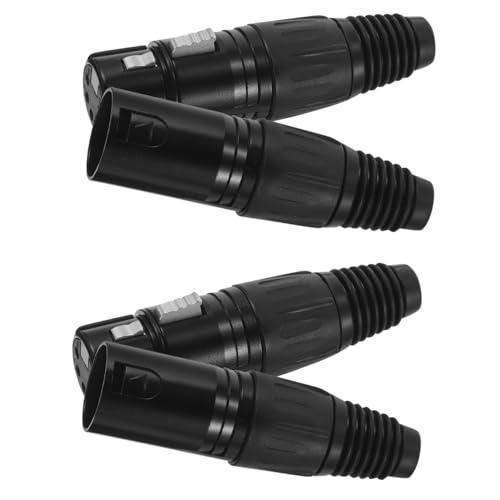 FUNNETOYU 4 Pièces Adaptateurs XLR Broches Connecteurs Microphone Métalliques Mâle et Femelle Conversion Ligne Audio et Compatible Multi-appareils Finition Noire