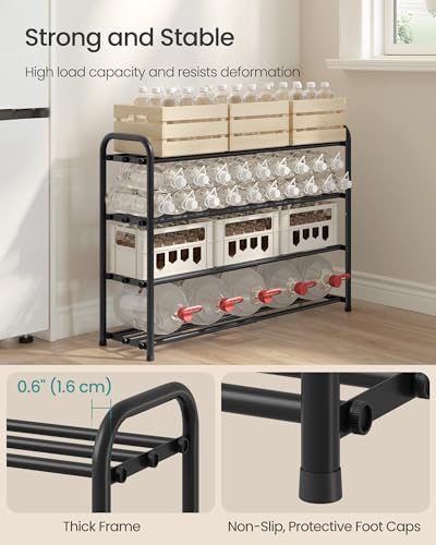 Image of SONGMICS Expandable Shoe Rack, Adjustable Shoe Organizer Storage Shelf, Sturdy and Heavy-Duty, for Closet, Entryway, Living Room, 4-Tier, Ink Black ULMR046BD01