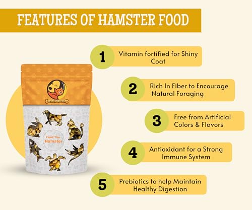 Image of Foodie Puppies Premium Hamster Food Pellets Highly Nutritious Diet Essential Ingredients for a Healthy and Active Lifestyle for Your Hamster (Pouch - Hamster Food, 3Kg)