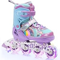 OLYSPM Inliner Kinder für Mädchen und Jungen,Regenbogen-Design,Rollschuhe Kinder in 4 Größen für Drinnen und Draußen