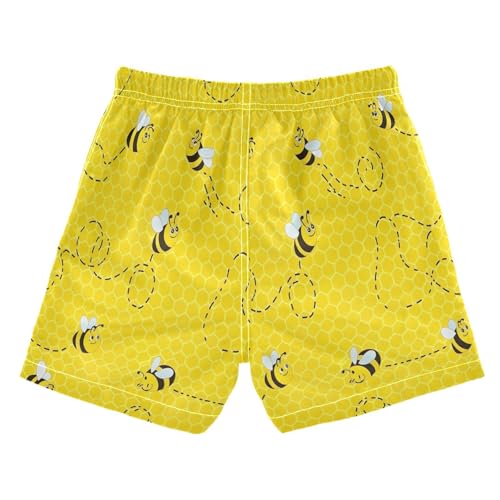 Kids Swim Trunks for Boys, Swim Trunks for Toddler Boys 2t, Cute Cartoon Bees Yellow Honeycomb2