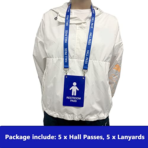 Hall Pass Lanyards With Large Card Passes, Unbreakable School Classroom 5 Inch Passes Set For Teacher Parents(Hall Bathroom Library Office & Nurse),10 Pcs(Boys Restroom) #TOP5