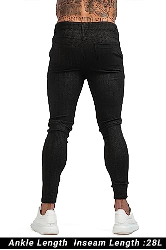 Gingtto Mens Twill Pants Slim Fit Stretch Black Chinos Pants Men Skinny 30 #TOP2