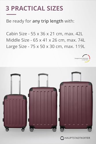 Image of HAUPTSTADTKOFFER Spree Luggage Suitcase Hardside Spinner Trolley Expandable 24 TSA Burgundy