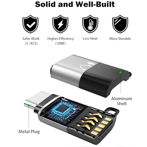 Image of Light-ning toType C Earphone Converter, Type C Male to Light-ning Female Aluminum Alloy Portable Audio Adapter for iPhone /ipad Light-ning, Supports Music, Calls, Audio, Charging, Earphones