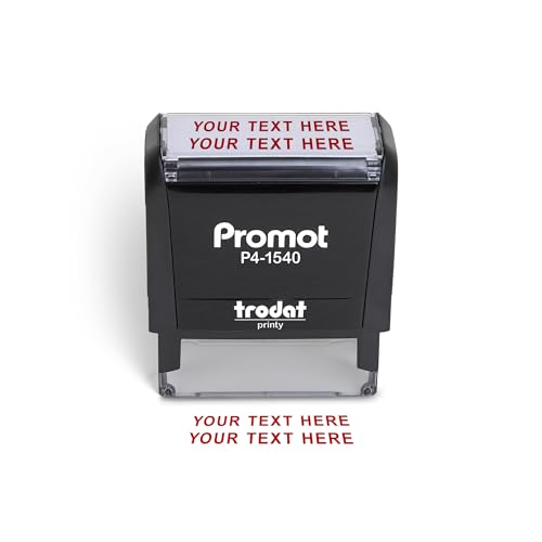 Promot Self Inking 2 Line Custom Stamp - Personalized Name Stamp for Office, Teacher, Address & Business Label Stamp - Choose Font, Ink Color, Pad, for Personal & Professional Use - Small