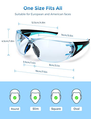 Mpow Safety Glasses Eye Protection Safety Goggles with Anti-Fog Scratch-Resistant Clear Wrap-Around Lenses, UV Protection, 1 Pair