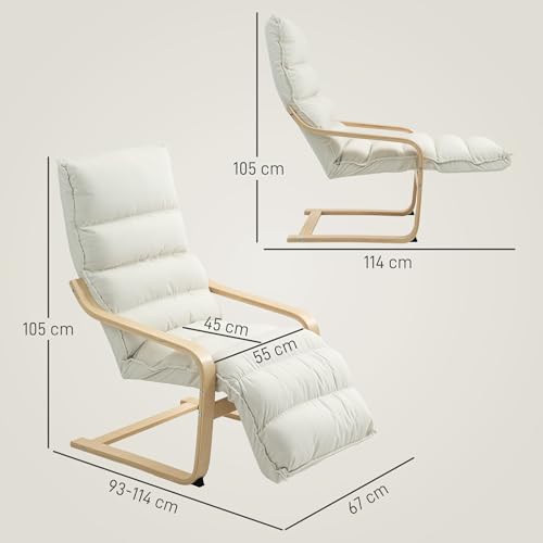 Fauteuil à bascule velours avec repose-pieds réglable HOMCOM