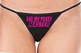 Knaughty Knickers Eat My Pussy Master Lick Me Oral Sex Black String Thong Panty