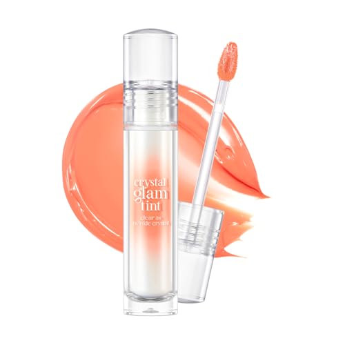 Image of CLIO Crystal Glam Tint, Glossy Lip Tint with Glass-Like Shine, Lightweight Buildable Lip Stain, Long-Lasting Color, Non-Sticky, Korean Lip Tint, Safe for Sensitive Lips (013 KOSHORT PEARL CORAL)