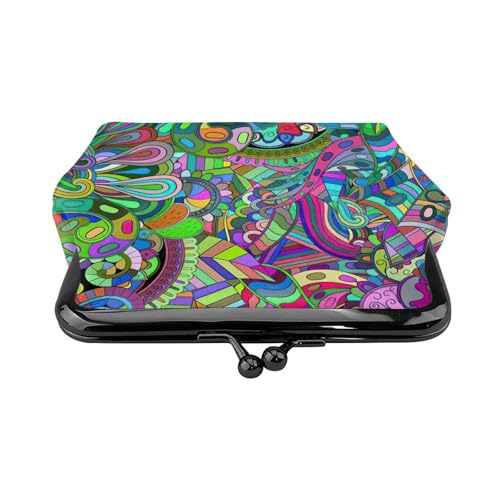 Graffiti print Women's leather kiss lock coin wallet Portable wallet for office and travel2