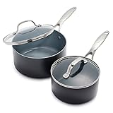GreenPan, Valencia Pro Keramik-Kochtopf-Set mit Deckel, antihaftbeschichtet, 16 cm / 1,57 l + 20 cm / 3,11 l, Grau
