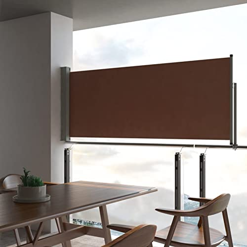 Tidyard Auvent latéral rétractable de Patio 100x300 cm Marron Protection de l'intimité et Vent, Paravent Store latéral, Abri Solaire Extensible Brise Vue pour Extérieur, Balcon, Terrasse-A