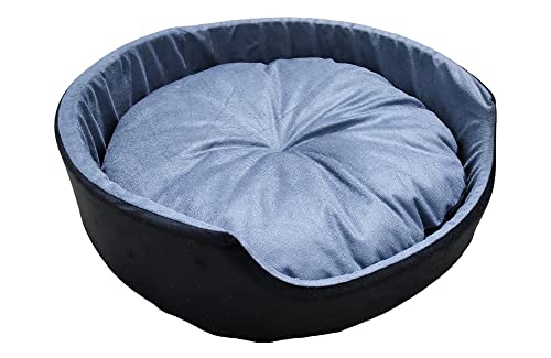 Image of X-Large Size Dog and Cat Bed Round Shape Export Quality Ultrasoft Micro Fiber Filling for Extra Comfert Dual Color Grey-Black Machine Washable Anti Skid Base Pet Bed