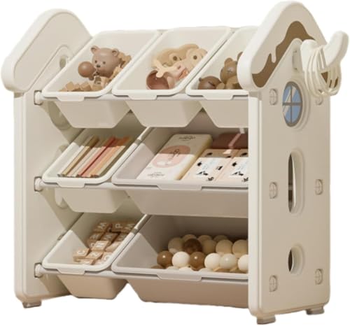 Wyazziv おもちゃ収納ラック 絵本ラック おもちゃ収納棚 おもちゃ箱 絵本棚 キッズ収納 収納ボックス 大容量 分類収納 3/4段 おしゃれ 可愛い 組立簡単 子ども用家具 おもちゃ収納 子供部屋 収納 (ホワイト,B)
