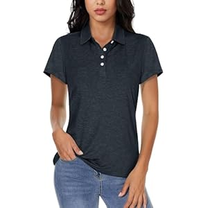MAGCOMSEN Women’s Polo Shirts Short Sleeve 4-Button Casual Work Collared Shirts Moisture Wicking Golf Shirts