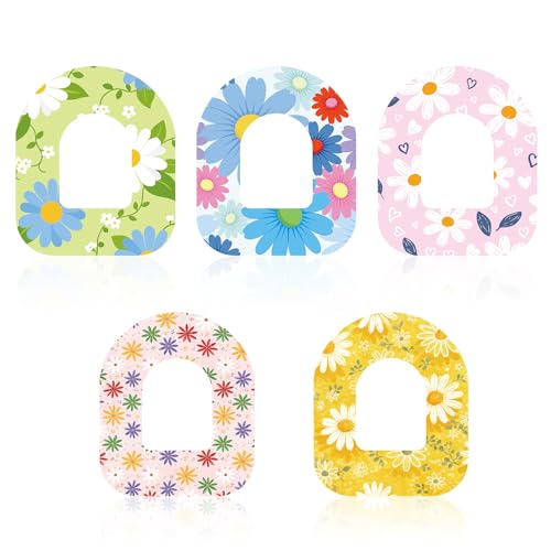 25pcs Adhesive Patches for Omnipod 5 Waterproof Sensor Overpatch Cover Breathable Adhesive Tape Grip Sensor Stickers for Omni Pod 5 Accessories Parts(Floral Daisy Print)