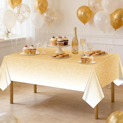 AJINXIN Lot de 4 nappes en plastique dégradé pour mariage, anniversaire de mariage, fête prénatale et fête prénatale, 130 x 220 cm – vue 4