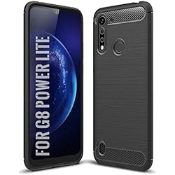 SCL Funda para Moto G8 Power Lite funda Motorola G8 Power Lite, [Negro] Funda para teléfono móvil Exquisite Serie Carbon Diseño Carcasa con Antiarañazos y Tecnología de absorción de golpes