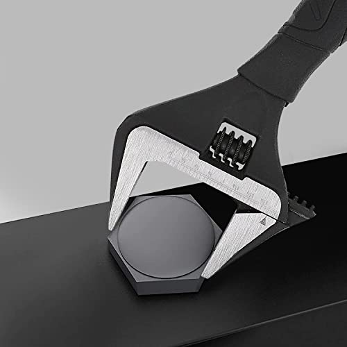 10-Inch Adjustable Wrench With Grip - Deep Jaw, Wide Mouth, Anti-Rust Black Oxide Finish, For Plumbing, Automotive, And Household Repairs - Metric Scale Marked, Non-Slip Handle, Black #TOP3