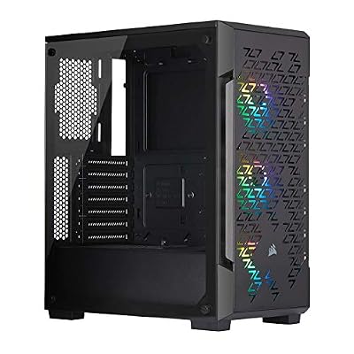 Corsair iCUE 220T RGB Airflow Tempered Glass Mid-Tower Smart ATX Case - High Airflow - Three Included SP120 RGB PRO Fans - Black