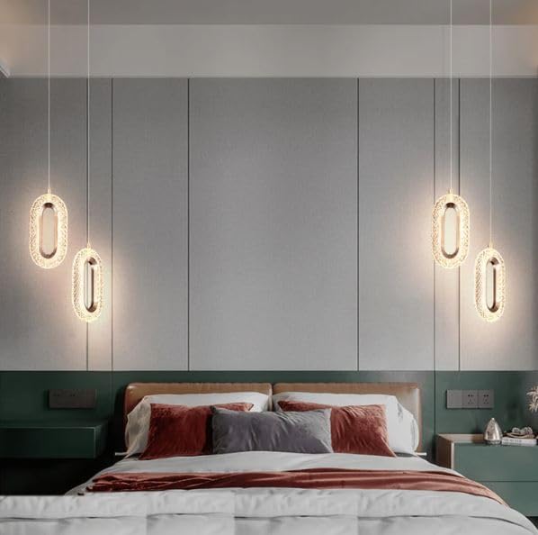 Image of 3 Light LED Chandelier Pendant Ceiling Light for Living Room, Dining Table & Home Decor (White /Warm White /Natural White) (Oval Crystal Hanging)