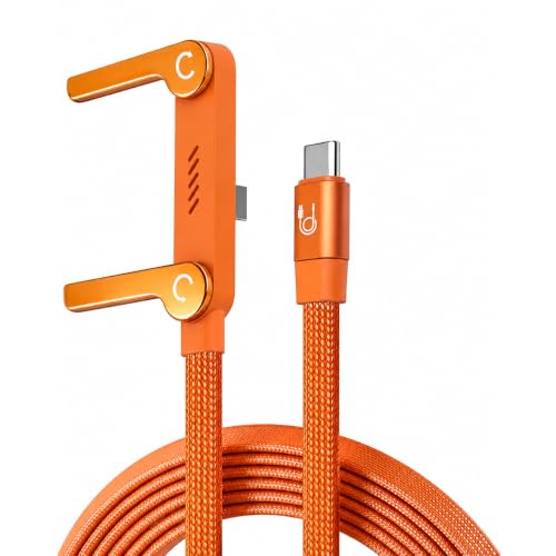 Image of Verilux PD 240W Right Angle Type C Cable Fast Charging 4.9FT /1.5M | C Type Charger Cable with 480Mbps Data Synch, Nylon Braided USB C Cable for iPhone 17 /16 /15, Galaxy S26 /25 /24, Orange