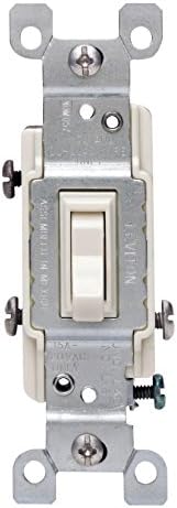 Leviton 1453-2TM 15 Amp, 120 Volt, Toggle Framed 3-Way AC Quiet Switch, Residential Grade, Grounding, Quickwire Push-In & Side Wired, 6-Pack, Light Almond image 3