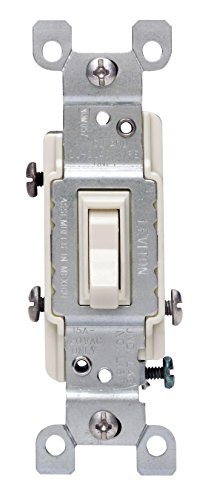 Leviton 1453-2TM 15 Amp, 120 Volt, Toggle Framed 3-Way AC Quiet Switch, Residential Grade, Grounding, Quickwire Push-In & Side Wired, 6-Pack, Light Almond