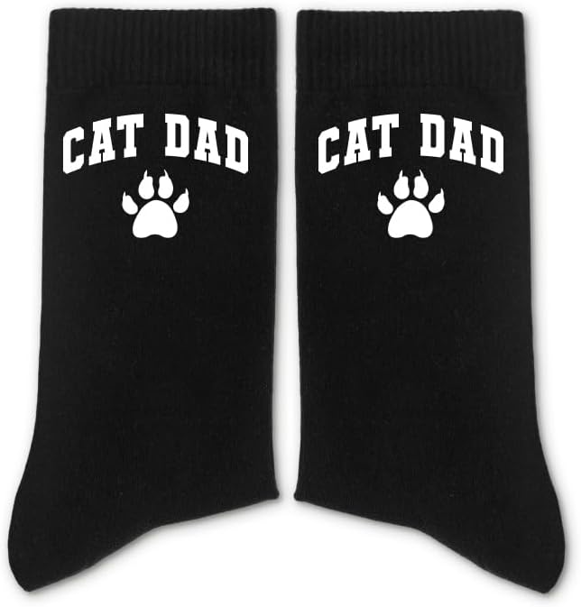 Funny Dog Cat Dad Papa Socks, Crew Socks for Men, Fathers Days Gifts Birthday Gifts for Men