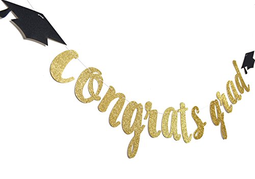 Image of Qttier Congrats Grad Banner, Class of 2026 Graduation Decorations | High School College Congratulations Graduate Party Supplies, Pre-strung