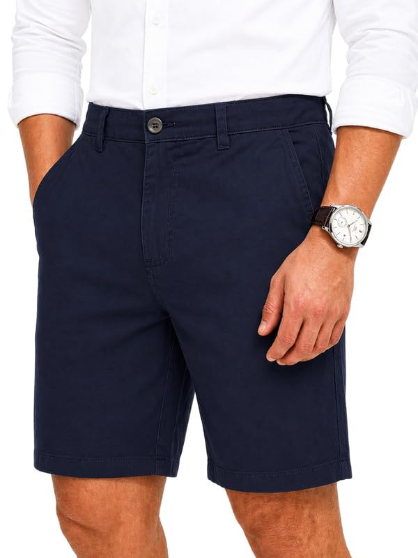 COMEOR Kurze Hosen Herren - Baumwolle Chino Shorts Elastische Taille mit Tunnelzug Stretch Sommer Freizeithose Kurz Classic Fit