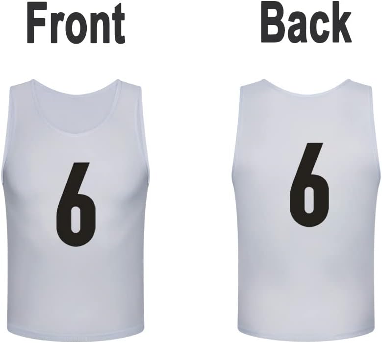12 Pack（1-12） Numbered Pinnies/Scrimmage Vest/Team Practice Jerseys for Basketball, Soccer, Football