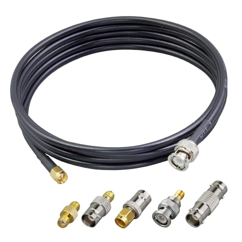 ACONRFTOL Câble coaxial BNC vers SMA RG58 de 2 m - Connecteur SMA vers BNC mâle RG58 - 2 m - Avec 5 adaptateurs - Câble mâle SMA pour radio, vidéo, LAN,...