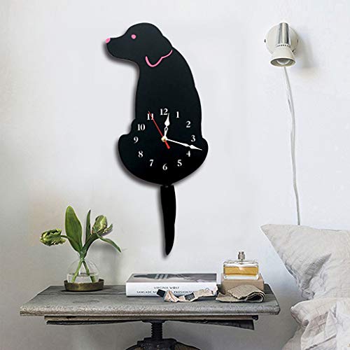 Horloge murale chien labrador avec queue animée pour la maison
