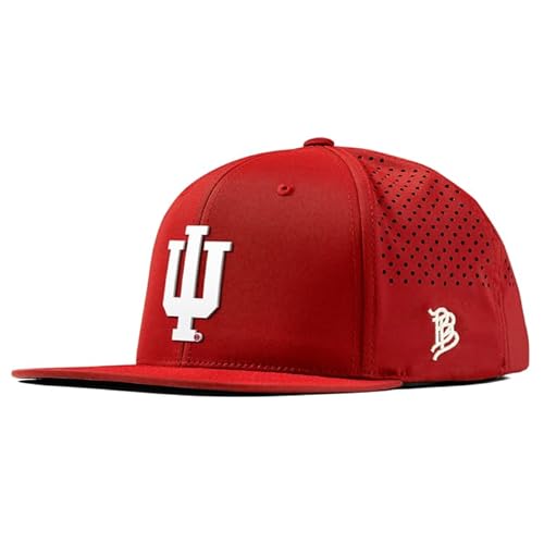 Branded Bills Officially Licensed x Indiana Hoosiers Red Flat Performance Hat for Men | Baseball Cap