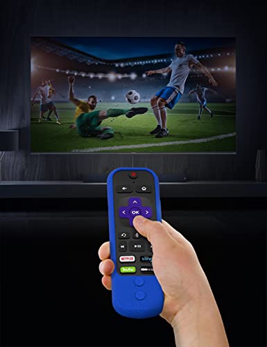 Silicone Remote Case For Roku Ultra 2017/2018(4661) Remote Control Protective Cover For Roku Ultra 4661R With Power Button Remote Jack Hole Cutout Anti-Slip Anti-Lost With Hand Strap (Blue) #TOP3