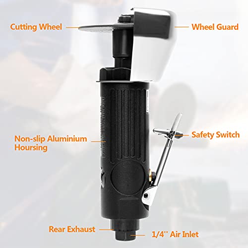 Yon.sou. Air Cut Off Tool With 2 Pcs 3-Inch Die Grinder Cut-Off Wheels, Pneumatic Metal Sheet Cutting Tool, Heavy Duty Air Cutter Cutoff Tool #TOP3