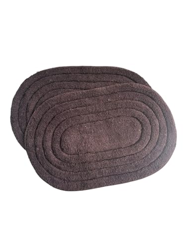 Image of My Home Cotton Door Bath Mat Super Soft Non Slip Mats for Bathroom, Door,Large, Pack of 2 (Oval Solid Brown)