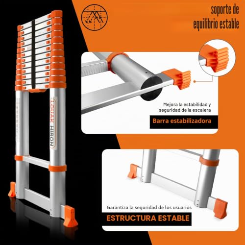 Escalera telescópica de aluminio de 5,1m con acabado premium 5
