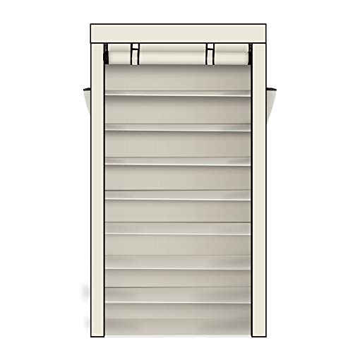 Étagère à chaussures 10 niveaux beige avec housse de protection zippée - 2
