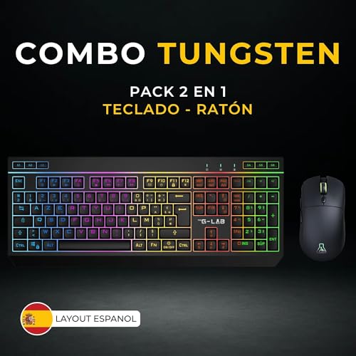 Miniatura 2 de The G-Lab Combo Tungsten Ex Teclado Gaming Inalámbrico Y Ratón Triple Conexión 2.4ghz Bt Cable Teclado Inalámbrico Español Qwerty Rgb Macro Ratón 6400 Dpi Pc Ps4 Ps5