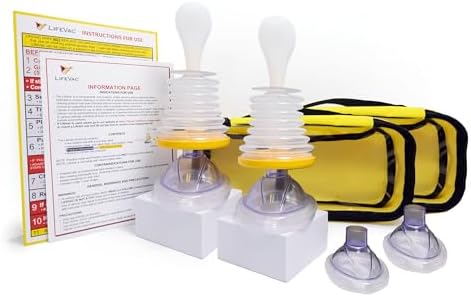 LifeVac Yellow Travel Kit 2 Pack - Portable Suction Rescue Device...