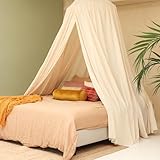 Ciel de Lit Beige Crème | Baldaquin Rond pour Lit Queen & King | Moustiquaire Lit Double | Décoration Chambre Adulte & Ado | Disponible en Plusieurs Tailles & Couleurs