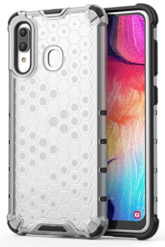 Image of Glasgow | for Samsung Galaxy A20 Honeycomb Pattern Back Case Cover for Samsung Galaxy A20 with 4 Bumper Corners and Military Grade Protection - Transparent