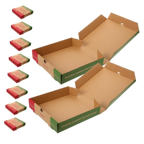 GRIRIW Portable Pizza Boxes for Bakery Cafe 10pcs Cardboard Pizza Boxes Savers