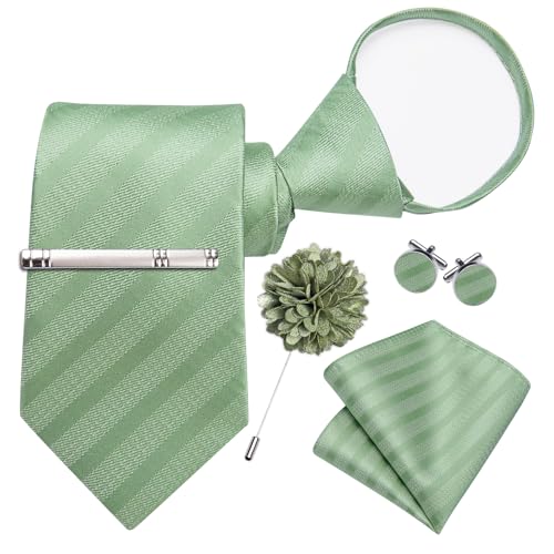 Image of DiBanGu Silk Pre-tied Ties for Men Formal Adjustable Necktie Set