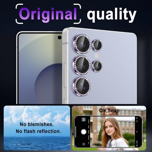 Casetego for Galaxy S25 Ultra Camera Lens Protector,9H Hardness,Scratch Resistant,Ultra-thin Tempered Glass,Metal Individual Camera Cover for Women,Case Friendly,Shiny Deep Purple - image 3